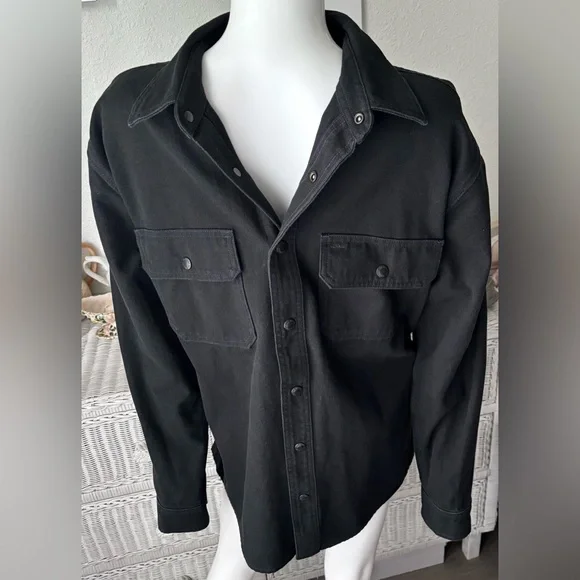 Filson Canvas Work Shirt 100% Cotton Snap Button Style 20172112 in Black Size L